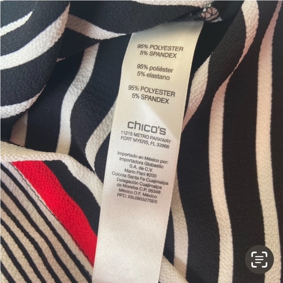 CHICO’S Striped Long Roll Tab Sleeve Button Down Career Wear Blouse Size 0 or XS - Picture 9 of 15